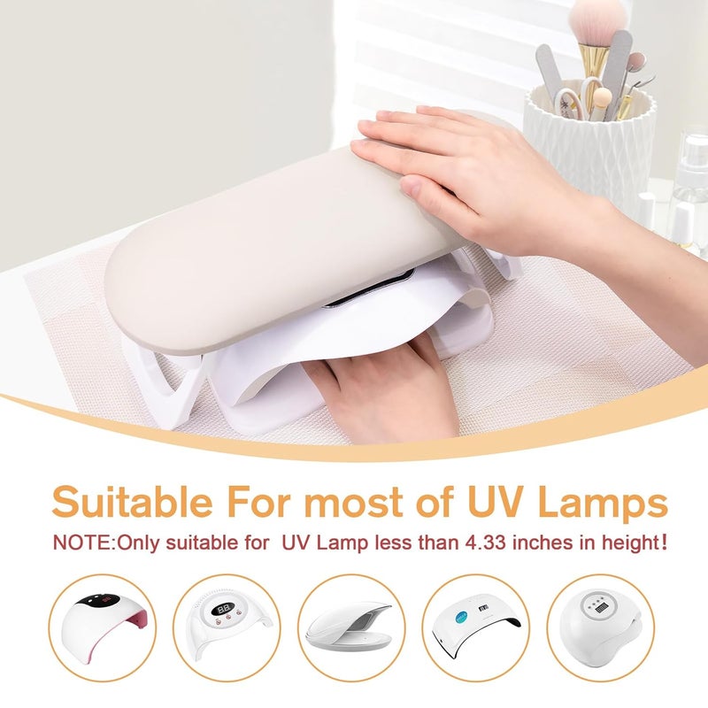 Subay Nail Arm Rest, Foldable PU Leather Nail Hand Rest for Acrylic Nails Cushion Hand Holder, Nail Hand Pillow Nail Art Accessories Tool for Nails Tech Manicure Pedicure Salon Home Use - Light Gray - Image 3